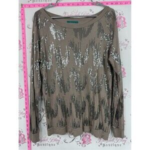 Velvet sequin long sleeve stretchy soft silver Taupe Sequin Long Sleeve Top